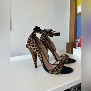 Miu Miu leopard sandal with ankle strap 8.5